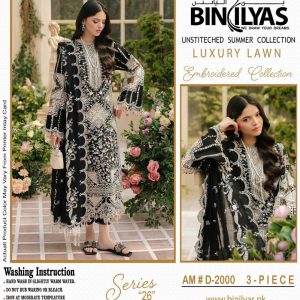 Bin Ilyas Lawn 3Pcs Embroidered Premium Quality by SimmyG.com